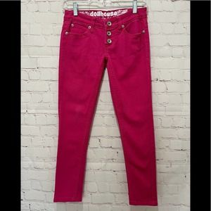 Dollhouse jeans size 3. Hot pink, skinny, button fly.